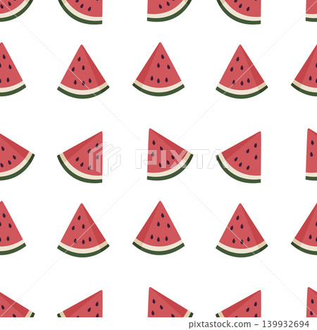 Summer vector seamless pattern with watermelon on white background. Summer vector seamless pattern with watermelon on white background. 139932694