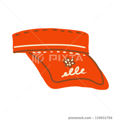 Red sun visor hat vector illustration isolated on white background. Sporty summer headwear for outdoor activity. Red sun visor hat vector illustration isolated on white background. Sporty summer headwear for outdoor activity. 139932708