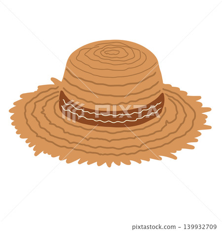 Straw Hat With Ribbon vector illustration isolated on white background. Straw Hat With Ribbon vector illustration isolated on white background. 139932709
