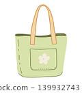 Handdrawn vector Illustration of a Green Tote Bag isolated on white background. 139932743