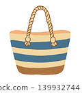 Striped Beach Tote Bag vector Illustration isolated on white background. 139932744