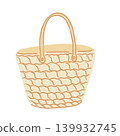 Straw summer beach tote bag vector illustration isolated on white background 139932745