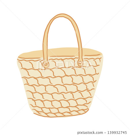 Straw summer beach tote bag vector illustration isolated on white background Straw summer beach tote bag vector illustration isolated on white background 139932745