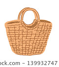 Straw summer beach tote bag vector illustration isolated on white background 139932747