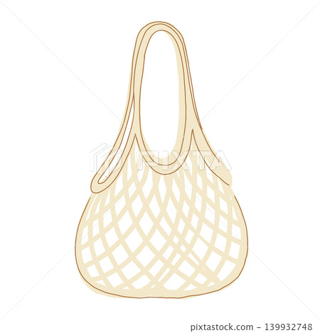 Biege handl knitted Beach Tote Bag vector Illustration isolated on white background Biege handl knitted Beach Tote Bag vector Illustration isolated on white background 139932748