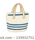 Striped Beach Tote Bag vector Illustration isolated on white background. 139932752