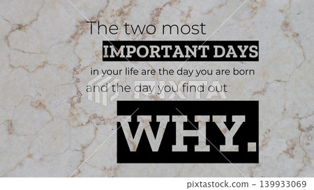 An inspirational quote is presented on a textured beige and white marble background. Creating a strong contrast and visual interest. An inspirational quote is presented on a textured beige and white marble background. Creating a strong contrast and visual interest. 139933069