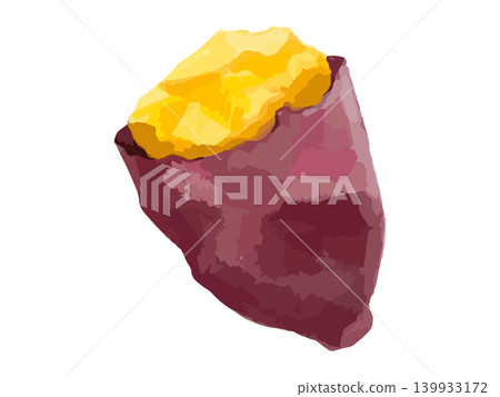 烤紅薯切成兩半 烤紅薯切成兩半 139933172