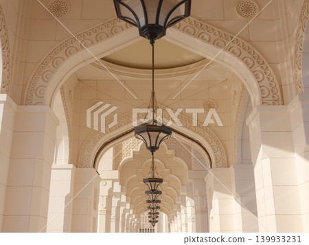 Arabic Architectural Design Details Exterior Ornate Archway Lanterns 139933231
