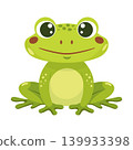 Animated frog character in bright colors suitable for educational and decorative applications 139933398