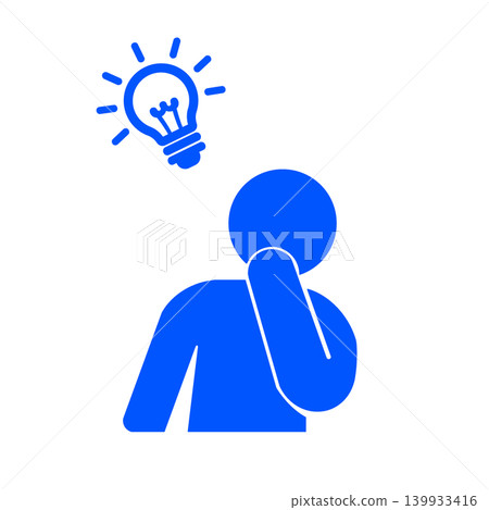 表示某人正在想出一個主意的象形圖（藍色） 139933416