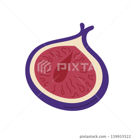 Fig illustration with vibrant colors showcasing the unique shape and texture of the fruit 139933522