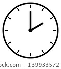 A simple clock face that shows just 2 o'clock 139933572