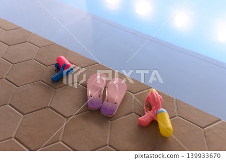 Summer with water guns and sandals Summer with water guns and sandals 139933670