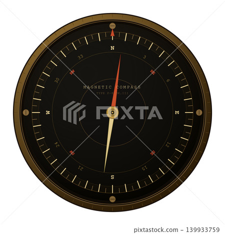 World War II airplane magnetic compass, navigation World War II airplane magnetic compass, navigation 139933759
