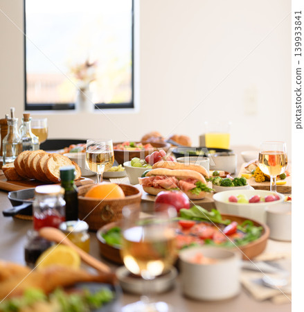 A feast laid out on the dinner table 139933841