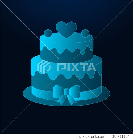 Wedding cake icon with glowing gradient on dark background. 139933995