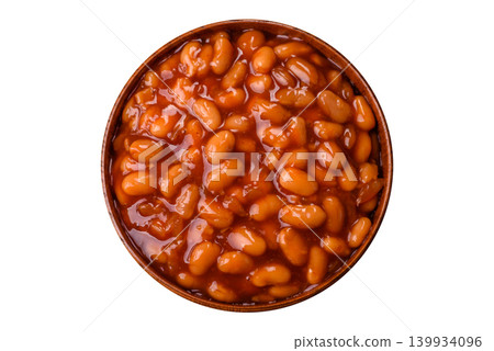 Beans in tomato sauce, a canned stew for the dinner table. Beans in tomato sauce Beans in tomato sauce, a canned stew for the dinner table. Beans in tomato sauce 139934096