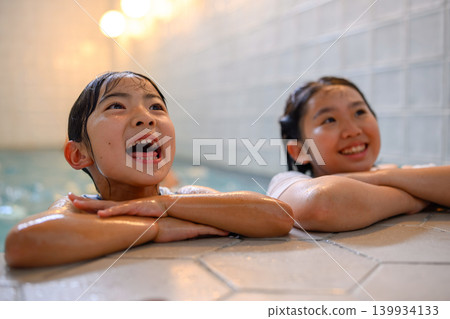 Children enjoying themselves by the water Children enjoying themselves by the water 139934133