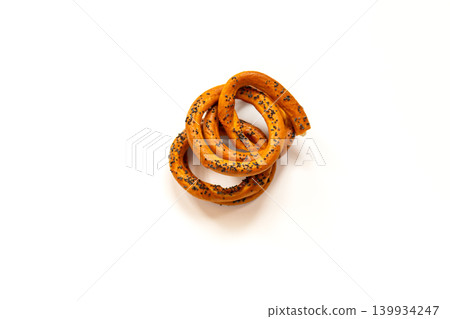 Traditional ring bread isolated with minimal composition Traditional ring bread isolated with minimal composition 139934247