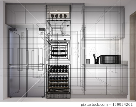 modern kitchen room interior design, 3d rendering modern kitchen room interior design, 3d rendering 139934261