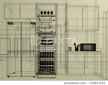 modern kitchen room interior design, 3d rendering modern kitchen room interior design, 3d rendering 139934262