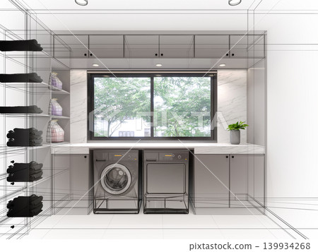 modern wasing room interior design, 3d rendering modern wasing room interior design, 3d rendering 139934268