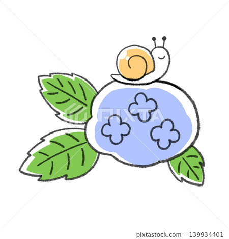 Illustration of a hydrangea with a snail on it (blue) 139934401