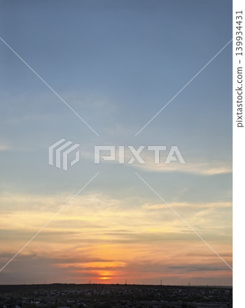Pastel Sunset Sky Over Rural Landscape Pastel Sunset Sky Over Rural Landscape 139934431