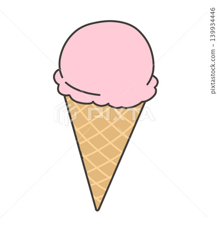 Pink ice cream on a cone Pink ice cream on a cone 139934446