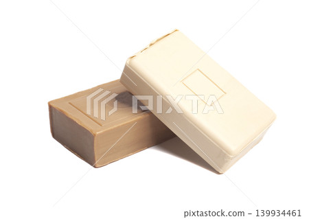 pieces of laundry soap isolated on white background pieces of laundry soap isolated on white background 139934461
