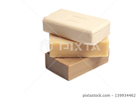 pieces of laundry soap isolated on white background pieces of laundry soap isolated on white background 139934462