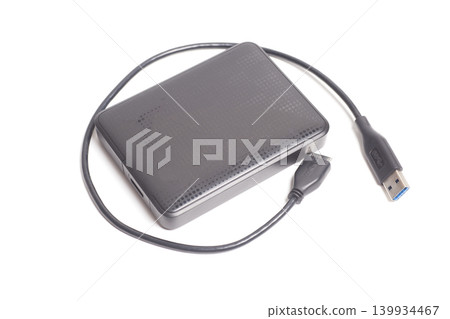 External hard drive isolated on white background External hard drive isolated on white background 139934467