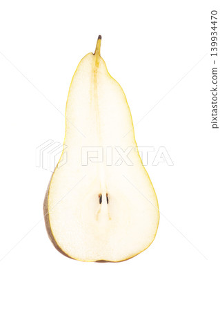 Half pear fruit isolated on white background Half pear fruit isolated on white background 139934470