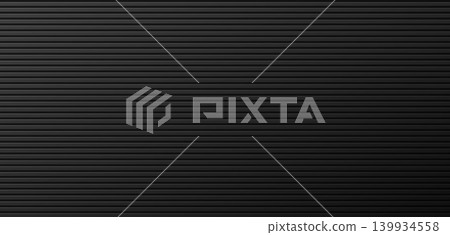 Horizontal ribbed lines background dark black gray linear texture 139934558