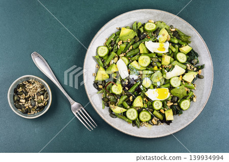 Fresh spring salad with asparagus, avocado and egg Fresh spring salad with asparagus, avocado and egg 139934994