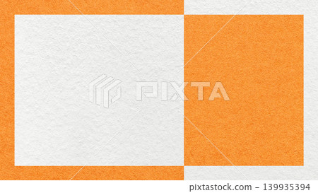 Textured white and orange paper background with frame and geometric panel. Template for presentation with copy space 139935394