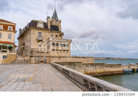 Historic seaside building on waterfront in Cascais Portugal 139935504