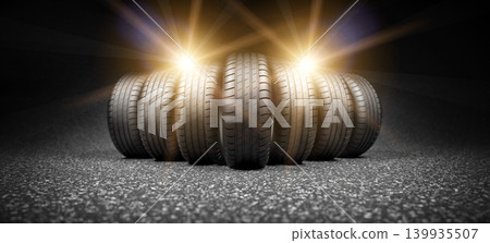 Vehicle tires on the road Vehicle tires on the road 139935507