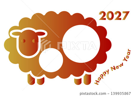 2027年羊年卡:有框羊圖案標誌 2027年羊年卡:有框羊圖案標誌 139935867