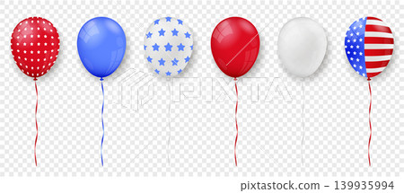 Realistic balloons for Independence Day isolated on transparent background Realistic balloons for Independence Day isolated on transparent background 139935994