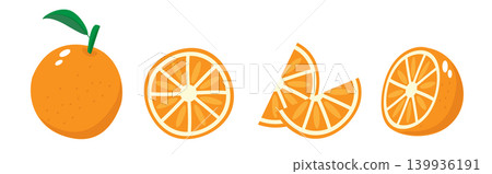 Orange fruit in minimalism style. Natural organic shapes of plants, eco farming. Designer fabric, card, wrapping paper, cover. Orange fruit in minimalism style. Natural organic shapes of plants, eco farming. Designer fabric, card, wrapping paper, cover. 139936191