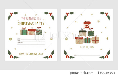 Christmas party invitation card design with gifts Christmas party invitation card design with gifts 139936594