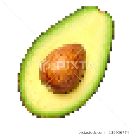 Avocado half showing pit pixel art style Avocado half showing pit pixel art style 139936774