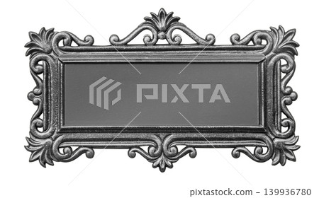 Cast iron name plate blank with ornate scrollwork Cast iron name plate blank with ornate scrollwork 139936780
