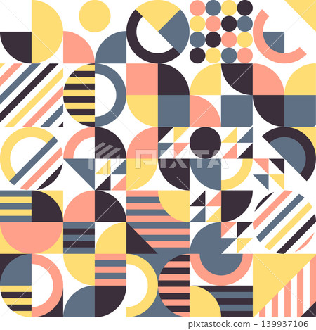 Abstract geometric composition in retro modern style, minimalist vector poster with organic shapes, arches and botanical elements in terracotta and ochre tones. Abstract geometric composition in retro modern style, minimalist vector poster with organic shapes, arches and botanical elements in terracotta and ochre tones. 139937106