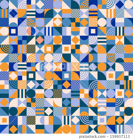 Seamless abstract pattern with geometric shapes in blue and yellow colors. Eps 10 Seamless abstract pattern with geometric shapes in blue and yellow colors. Eps 10 139937113