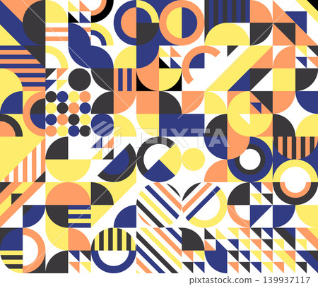 Seamless geometric abstract modernism pattern with vibrant color blocks. Eps 10 Seamless geometric abstract modernism pattern with vibrant color blocks. Eps 10 139937117