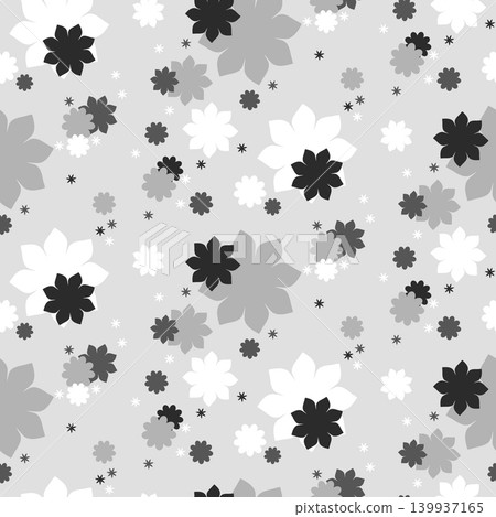 A repeating floral pattern in a grayscale palette. A repeating floral pattern in a grayscale palette. 139937165
