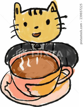 A cat barista serving coffee (watercolor illustration) A cat barista serving coffee (watercolor illustration) 139937225